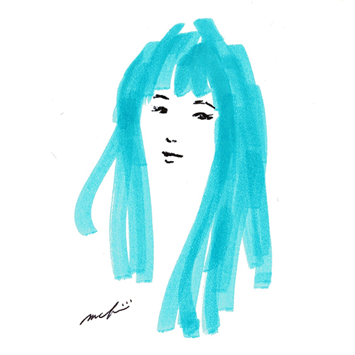 青い髪の女性